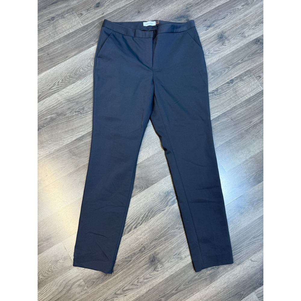Calvin Klein Women Charcoal Gray Straight Leg Dress Pants Size 8 Stretch Cotton